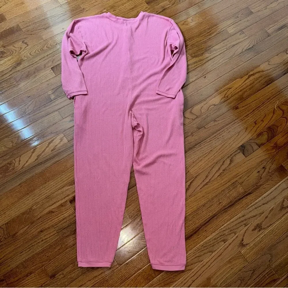 Victoria’s Secret Vintage90s One Piece Thermal Pajama Union Suit Pink Size M